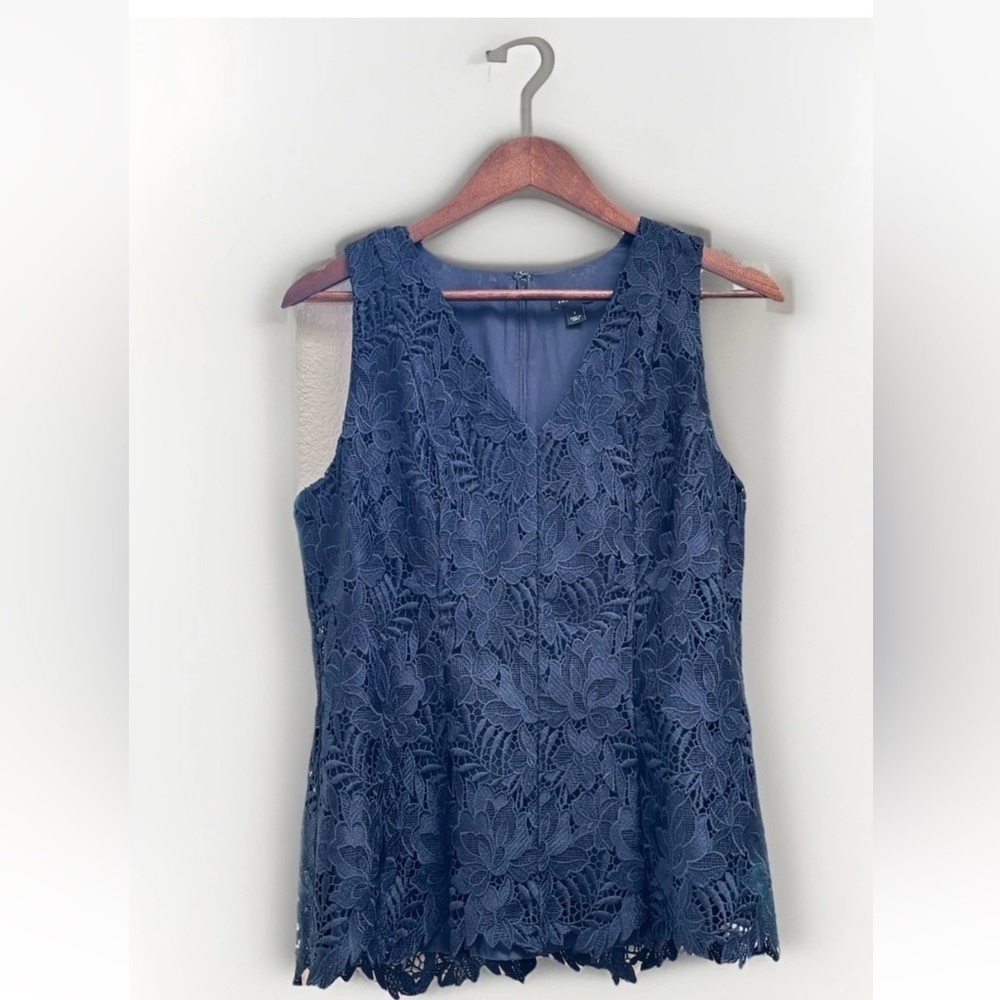 Ann Taylor Lace Lined Camisole Navy Blue Sz 8